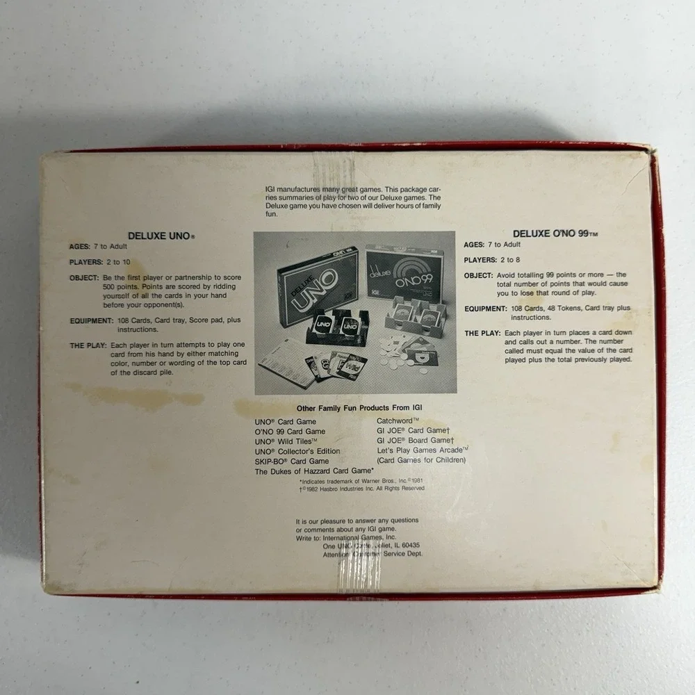 Vintage‎ UNO Deluxe Card Game 1983 Retro Family Card Game
